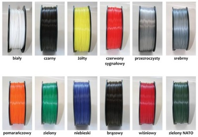 Filament PLA 1,75 mm i 2,9 mm w różnych kolorach