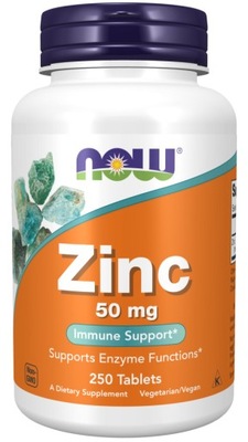 NOW Foods CYNK zinc SKÓRA odporność 50mg 250 tab