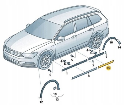 VOLKSWAGEN OE 3G0853334B НАКЛАДКА ПРАВЫХ ДВЕРЬ