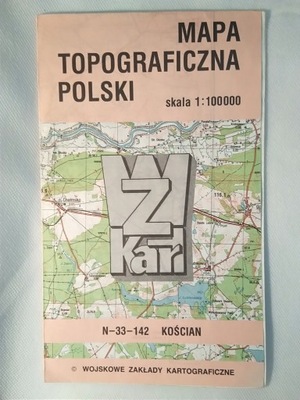 Kościan mapa topograficzna 1990 r.