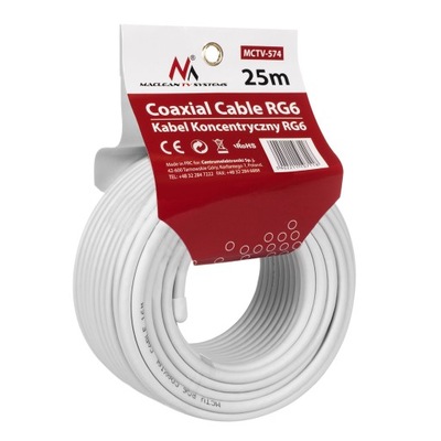 Kabel koncentryczny Maclean MCTV-574 RG6 1.0CCS 25m - Antena/Satelita