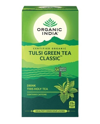 Herbata ekspresowa zielona Tulsi Organic India 25 torebek