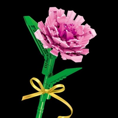 Kwiatek kwiat z klocków różowy walentynki prezent
