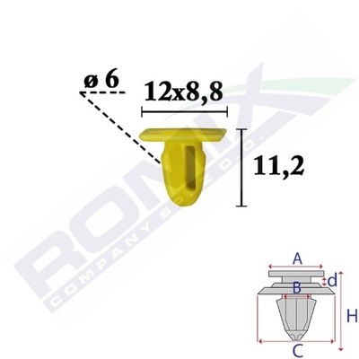 G0V7R7 ROMIX КРЕПЛЕНИЕ НАКЛАДКИ NADWOZIA (ILOŚĆ W УПАКОВЦІ 10SZT.) ПОДХОДИТ D