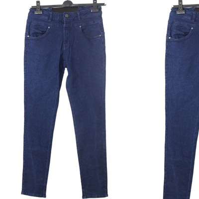 w6 ELLE NOR Modne Damskie Granatowe Spodnie Jeans 42 XL