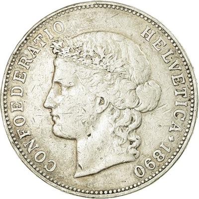 Moneta, Szwajcaria, 5 Francs, 1890, Bern, VF(20-25