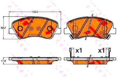 Trw тормозные колодки тормозные hyundai accent iv sedan 1.4 фото №1