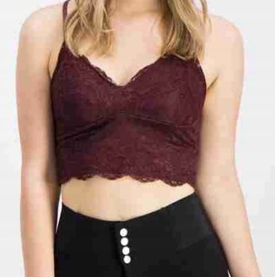 HIT BLUZKA TOP NEW YORKER AMISU KORONKA BORDO L/40