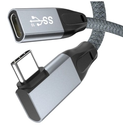 KABEL DO ŁADOWANIA USB-C -USB-C ZAGIĘTY 1 METROWY SZARY