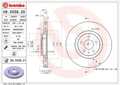 DISKAI STABDŽIŲ PRIEK. BREMBO 09.5058.21 09505821 