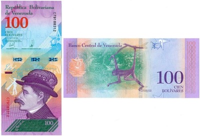 Wenezuela - 100 Bolivares 2018 * P106c * małpa