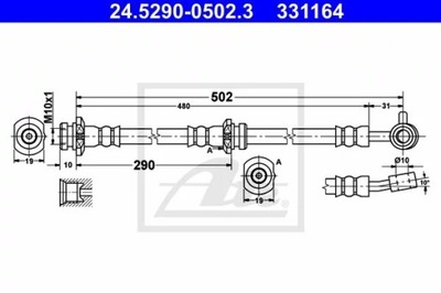 ATE 24.5290-0502.3 ПАТРУБОК ТОРМОЗНОЙ ГИБКИЙ