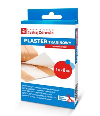 PRZYLEPIEC PLASTER TKANINOWY Z OPATRUNKIEM 1m x8cm