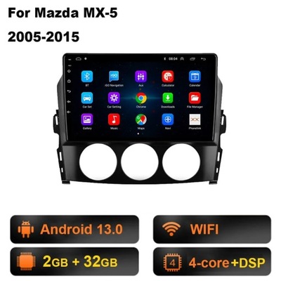 NAWIGATOR GPS ANDROID 13 RADIO DE AUTOMÓVIL PARA MAZDA MX-5 MX5 MIATA 2005 CARPLAY  