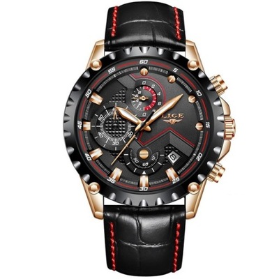 LIGE Luksusowy zegarek – czarno-złoty
