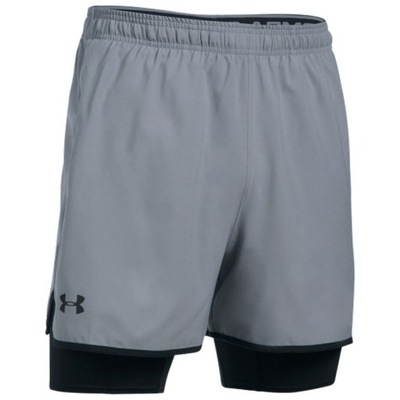 SPODENKI UNDER ARMOUR QUALIFIER 2-IN-1 SHORT MEN GRAY XL