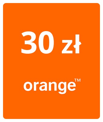 Doładowanie Orange 30 zł; kod SMS oraz e-mail od razu; 24/7 gratis