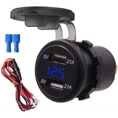Роз'єм зарядний пристрій автомобільна 2x usb 2,1a 12-24v фото №1