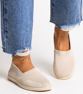 Sportowe buty damskie beżowe wsuwane tenisówki 29825 rozmiar 36