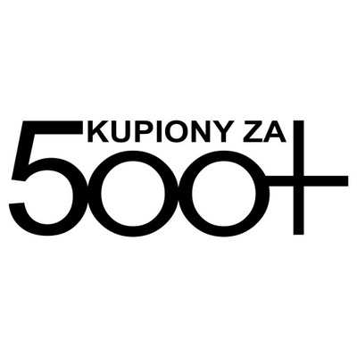 Naklejka na Auto Samochód KUPIONY ZA 500+ Sfinansowano Śmieszny Napis