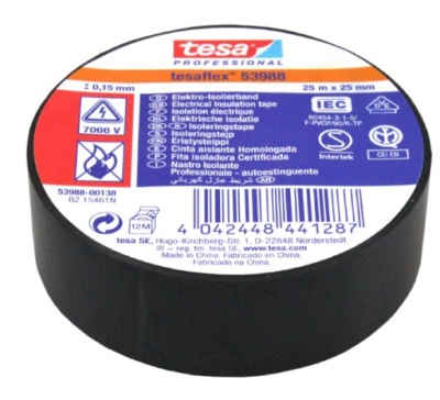 Стрічка ізоляційна tesa pcv 53988 25mm x 25m фото №1
