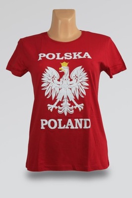 T-shirt damski Polska orzeł czerwona-L