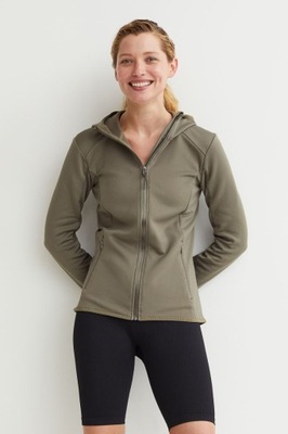 H&M SPORT BLUZA TRENINGOWA Z KAPTUREM KHAKI XS