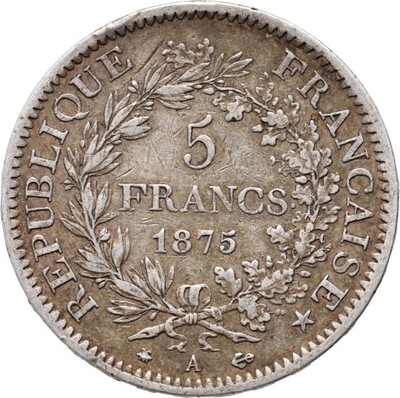Francja, 5 franków 1875, st. 3+