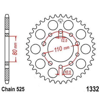 ЗУБЧАТКА ЗАДНЯЯ R1332 37Z 525 TRIUMPH BONNEVILLE 800