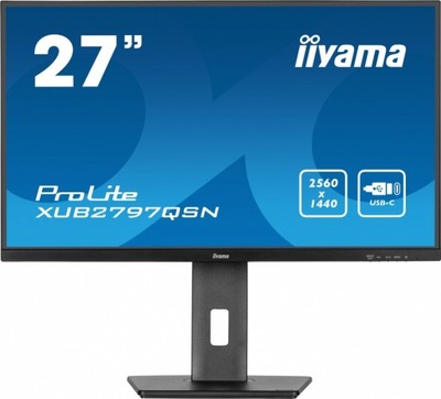 IIYAMA Monitor 27 cali XUB2797QSN-B1 IPS QHD USB-c Dock HDMI