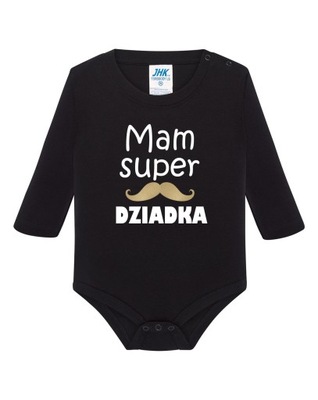 Body czarne dziecko nadruk Mam super DZIADKA 6M