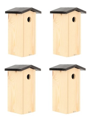 Drewniana Budka lęgowa dla ptaków, zestaw 4szt