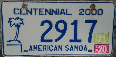 Tablica rejestracyjna AMERICAN SAMOA USA orginal !