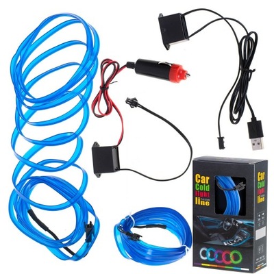 APŠVIETIMAS AMBIENTOWE LED : AUTOMOBILIO / AUTOMOBILIO USB / 12V JUOSTA 3M MĖLYNA 