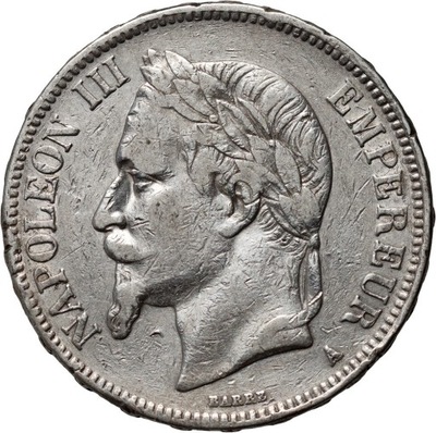Francja, Napoleon III, 5 franków 1867 A