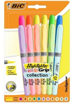 Zakreślacz Highlighter Grip Pastel - 12 kolorów