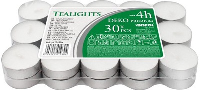 Świeca tealight biała biały podgrzewacz 30 sztuk
