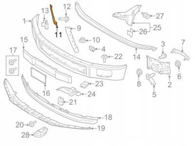 Кронштейн бампера ford f-150 15- fl3z17754a pr фото №1