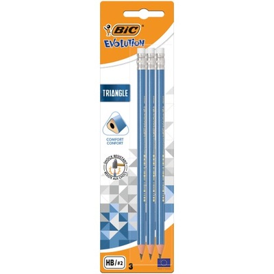 Ołówek Evolution Triangle Trójkątny Z Gumką Blister 3szt Bic