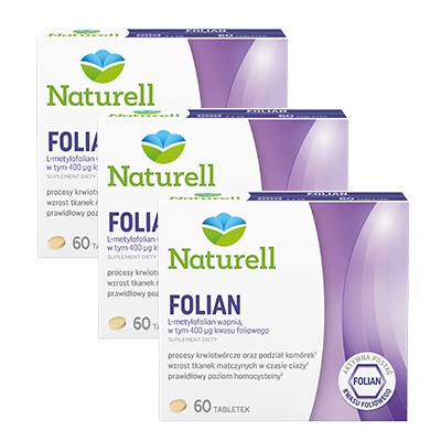 3x Naturell Folian kwas foliowy ciąża 60 tabl.