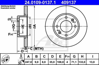 DISCS BRAKE REAR ATE 24.0109-0137.1  