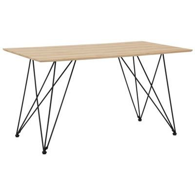 Stół do jadalni 140 x 80 cm jasne drewno z czarn