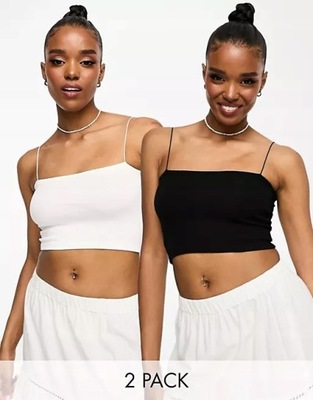 PRĄŻKOWANY CROP TOP NA RAMIĄCZKACH 2 PACK S