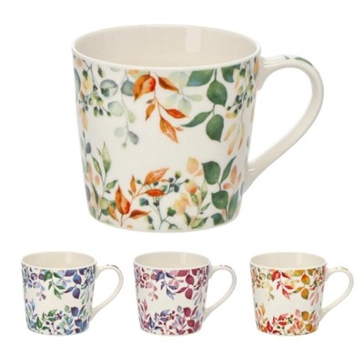 KUBEK DO KAWY HERBATY PORCELANOWY LISTKI 400ml