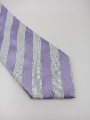 Eton fioletowy jedwabny krawat w paski