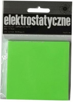 Karteczki elektrostatyczne 75x75mm/100K Zielone