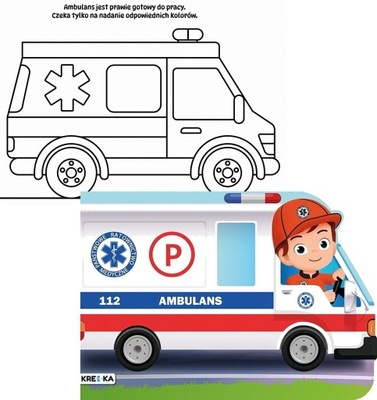 Kolorowanka Ambulans,pogotowie,karetka z naklejkam