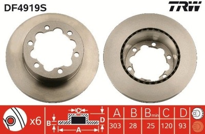 2 PCS. DISC BRAKE DB REAR SPRINTER 06- DF4919S  