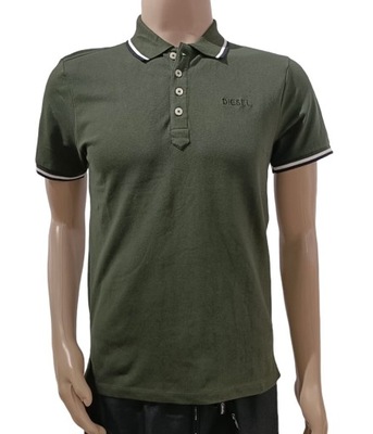 DIESEL koszulka męska polo bawełna zielona logo M