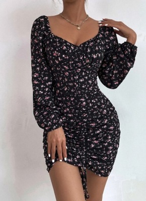 SHEIN SUKIENKA CZARNA DOPASOWANA MINI 36 S